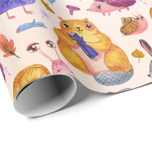 Cute Forest Critters Wrapping Paper Cadeaupapier (Rol Hoek)