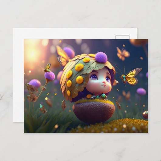 Cute Forest Elf, Briefkaart voor postkruising (Voorkant / Achterkant)