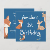 Cute Forest Friends Birthday Invitation  (Voorkant / Achterkant)