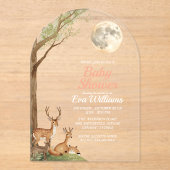 Cute Forest Friends & Moon Budget Baby Shower Acryl Uitnodigingen (Voorkant)