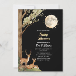Cute Forest Friends & Moon Budget Baby Shower  Kaart