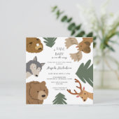 Cute Forest Friends Woodland Greenery Baby shower Kaart (Staand voorkant)