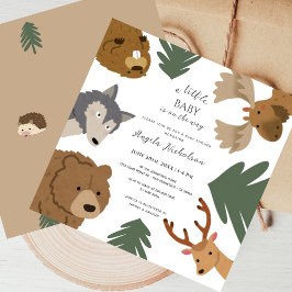 Cute Forest Friends Woodland Greenery Baby shower Kaart