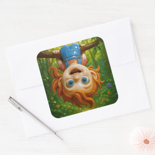 Cute Forest Kid Coaster Vierkante Sticker (Envelop)