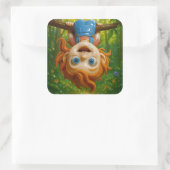 Cute Forest Kid Coaster Vierkante Sticker (Tas)