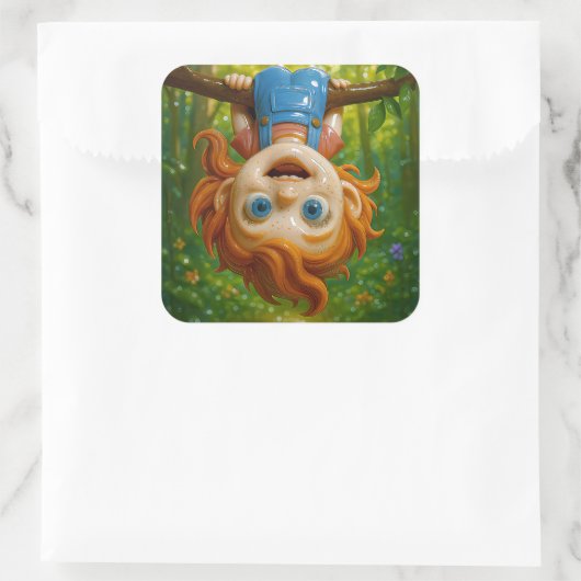 Cute Forest Kid Coaster Vierkante Sticker (Tas)