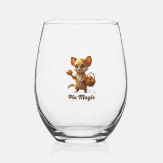 Cute Forest Mouse with Pies Wijnglas Zonder Voet