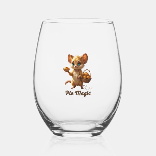 Cute Forest Mouse with Pies Wijnglas Zonder Voet (Achterkant)