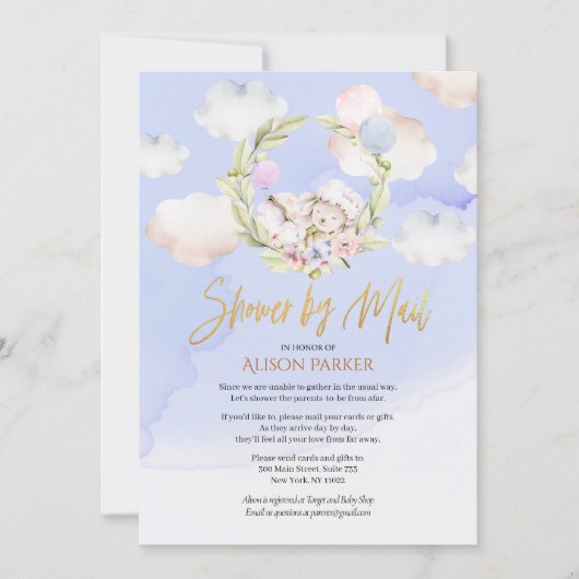 Cute Forest Rabbit Blue Sky | Baby shower per post Kaart (Voorkant)