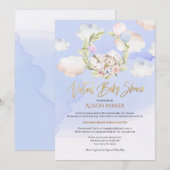 Cute Forest Rabbit Blue Sky | Virtueel Baby shower Kaart (Voorkant / Achterkant)