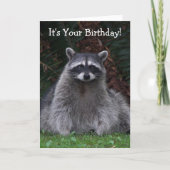 Cute Forest Raccoon Foto Funny Birthday Kaart (Voorkant)
