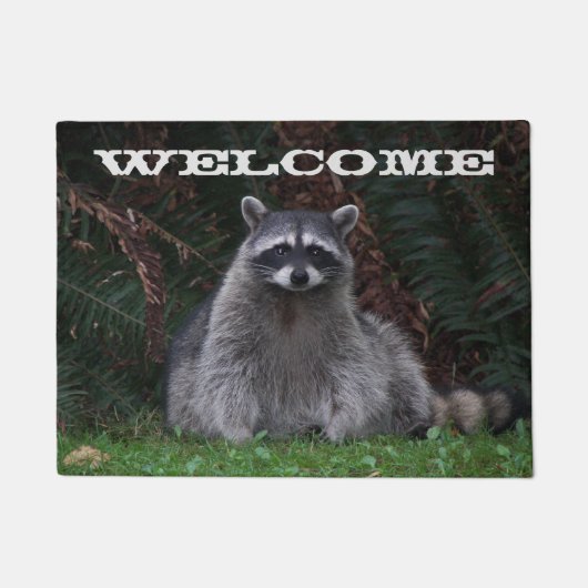 Cute Forest Raccoon Photo Welcome Deurmat (Voorkant)