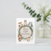 Cute Forest Woodland Animal Greenery Diaper Raffle Informatiekaartje (Staand voorkant)
