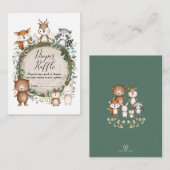 Cute Forest Woodland Animal Greenery Diaper Raffle Informatiekaartje (Voorkant / Achterkant)