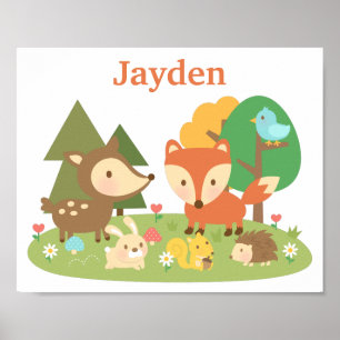 Cute Forest Woodland Animal Kinder Room Décor Poster