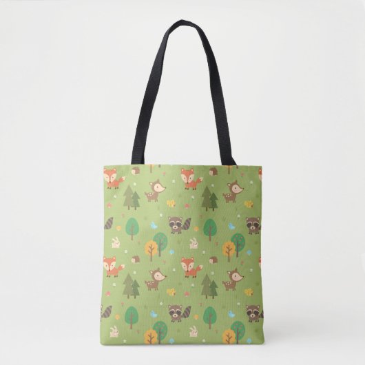 Cute Forest Woodland Animal Pattern Canvas tas (Voorkant)