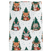 Cute Forest Woodland Animals Snowflakes Medium Cadeauzakje (Achterkant)