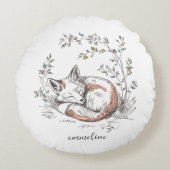 Cute Forest Woodland Fox Personalized Rond Kussen (Voorkant)