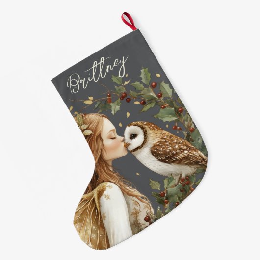 Cute Forestcore Christmas Fairy Grote Kerstsok (Achterkant (Hangend))