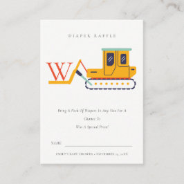 Cute Fork Lift Monogram Diaper Raffle Baby shower Informatiekaartje