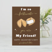 Cute Fortune Cookies Friend Valentijnsdag Brown Feestdagenkaart (Staand voorkant)