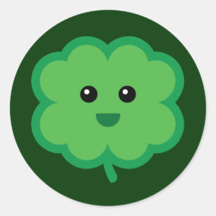 Cute Four Leaf Clover Ronde Sticker