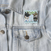 Cute Four Medaka Cats Vierkante Button 5,1 Cm (In situ)