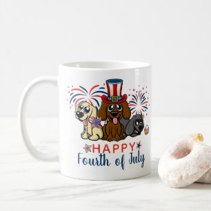 Cute Fourth July Dogs Fireworks Patriotic USA Koffiemok