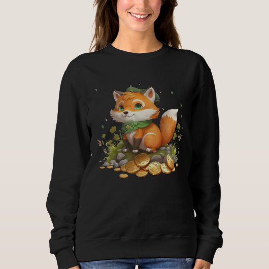 Cute Fox and Gold Coins St Patrick s Day Fox Trui (Voorkant)