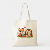 Cute Fox and Hedgehog Tote Bag – Adorable Woodland (Achterkant)