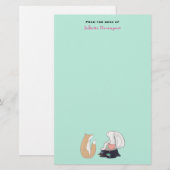 Cute Fox and Rabbit Woodland Creatures Tekening Briefpapier (Voorkant / Achterkant)