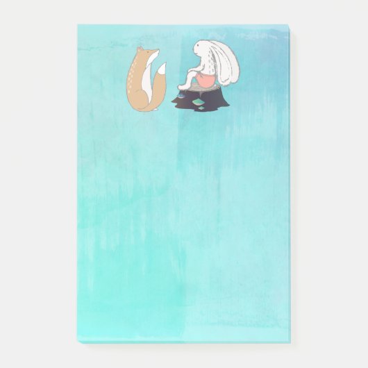 Cute Fox and Rabbit Woodland Creatures Tekening Post-it® Notes (Voorkant)