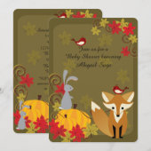 Cute Fox and Woodland Animal Herfst Baby shower Kaart (Voorkant / Achterkant)