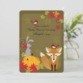 Cute Fox and Woodland Animal Herfst Baby shower Kaart (Staand voorkant)