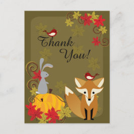 Cute Fox and Woodland Animals Autumn Hartelijk dan Briefkaart