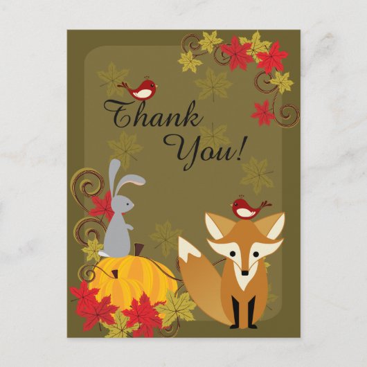 Cute Fox and Woodland Animals Autumn Hartelijk dan Briefkaart (Voorkant)