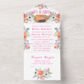 Cute Fox Animal Flowers Het is een meisje Baby sho All In One Uitnodiging (Binnen)