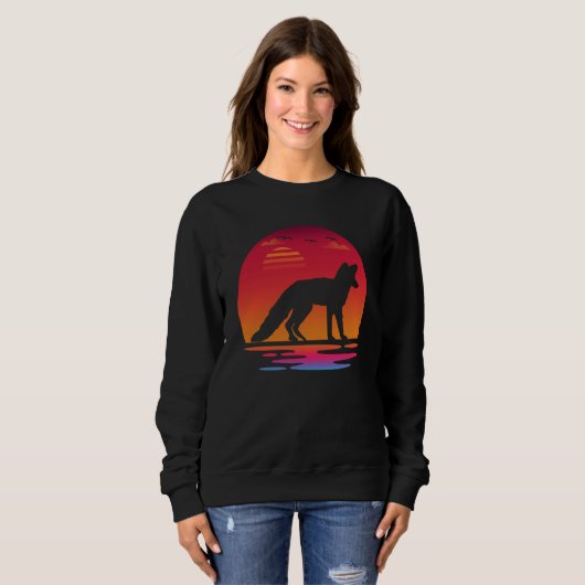 cute fox animal sunset Silhouette fox Trui (Voorkant volledig)