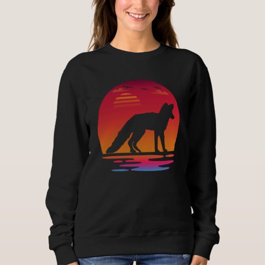cute fox animal sunset Silhouette fox Trui (Voorkant)