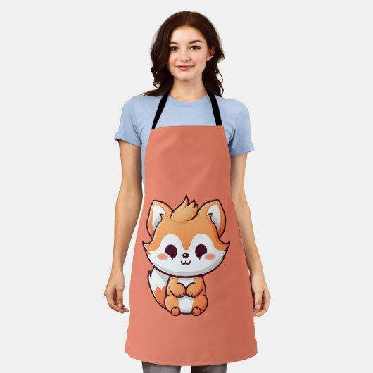 Cute Fox Apron Schort (Gedragen)