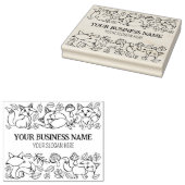 Cute Fox Autumn Pattern Custom Business, Large Rubberstempel (Gestempeld)