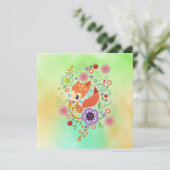 Cute Fox Baby Art Animal met Floral (Staand voorkant)