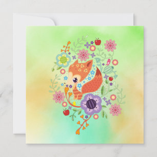Cute Fox Baby Art Animal met Floral