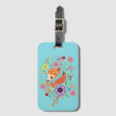 Cute Fox Baby Art Animal met Floral Bagagelabel (Voorkant (verticaal))