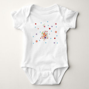 Cute Fox Baby Art Animal met Floral Romper
