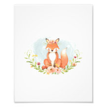 Cute Fox Baby Girl Nursery Woodland Greenery Decor