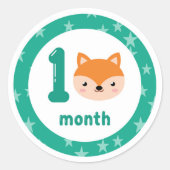 Cute Fox Baby Maandelijkse Mijlsteen Ronde Sticker (Voorkant)