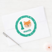 Cute Fox Baby Maandelijkse Mijlsteen Ronde Sticker (Envelop)