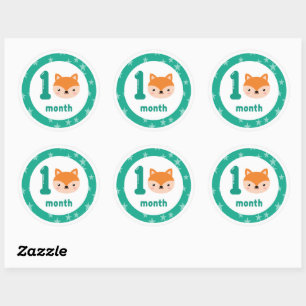 Cute Fox Baby Maandelijkse Mijlsteen Ronde Sticker