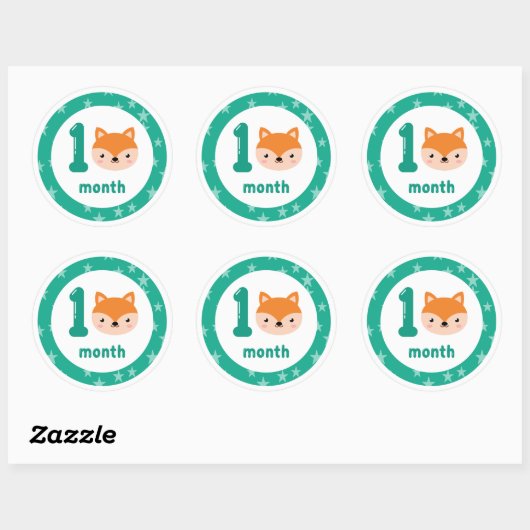 Cute Fox Baby Maandelijkse Mijlsteen Ronde Sticker (Vel)
